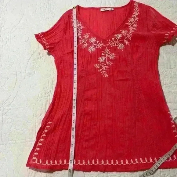 Cato Coral‎ Embroidered Blouse Size Small - Picture 5 of 5